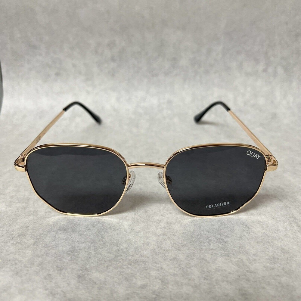 Quay x Love Island Big Time Round Sunglasses Gold Smoke Polarized Lightweight - Picture 4 of 8